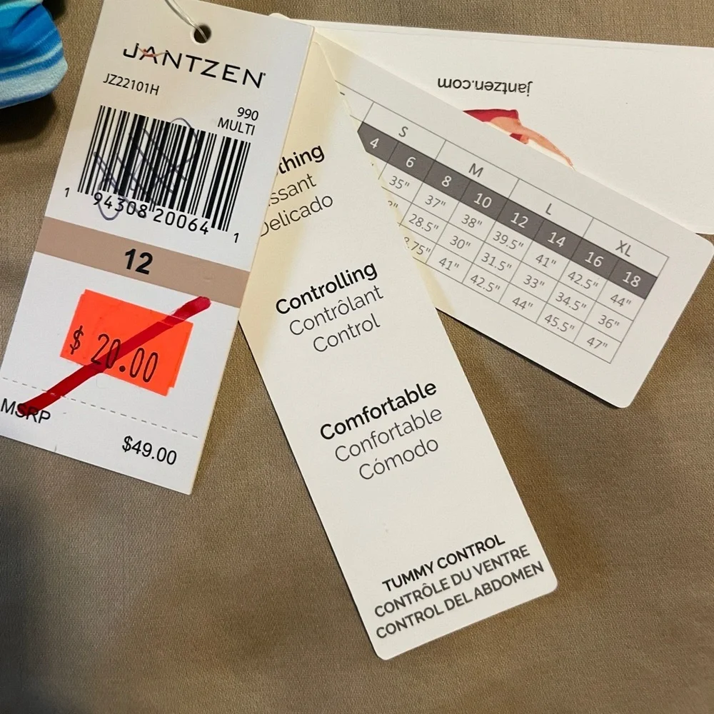 NWT-‎ JANTZEN foldover hipster tummy control bottom swim Sz 12